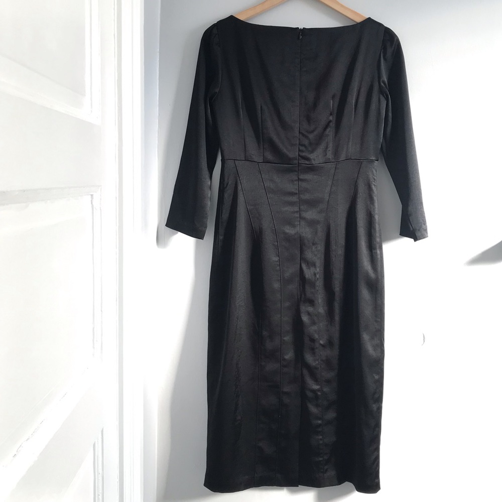 Nanette Lepore Black Satin Midi w/ Bows • 4 - Picture 4 of 8